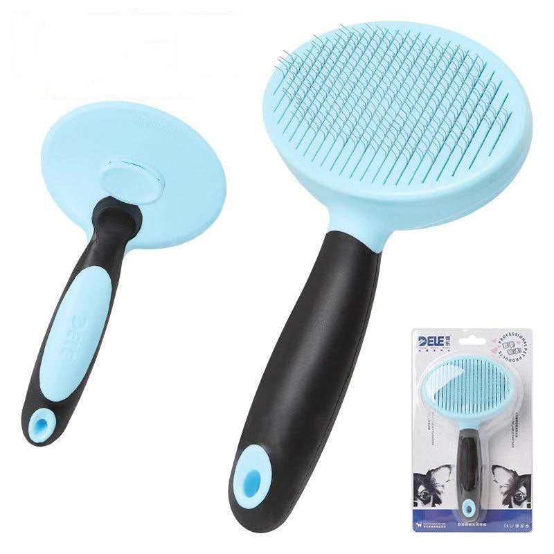 KFX-1677757 Steel Needle Round Head Massage Comb with Anti-Slip Brush Handle for Pet Grooming