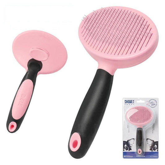 KFX-1677757 Steel Needle Round Head Massage Comb with Anti-Slip Brush Handle for Pet Grooming