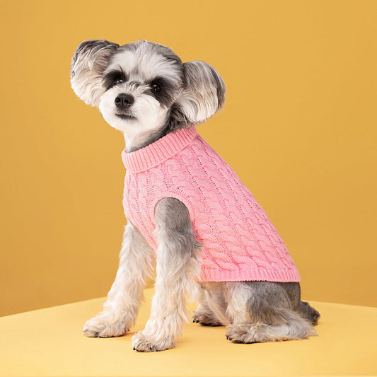 KFX-1679933 Classic Cable-Knit Turtleneck Sweater for Pets - Warm Wool Blend in Multiple Colors and Sizes
