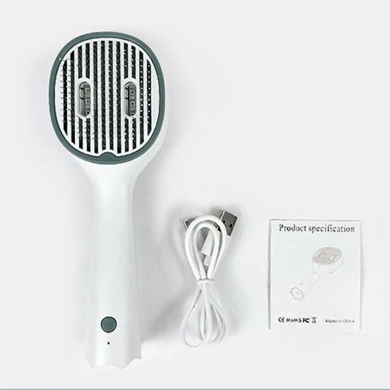 KFX-1683517 UVC Sterilizing Pet Grooming Brush for Cats and Dogs with Self-Cleaning Slicker Needle Comb
