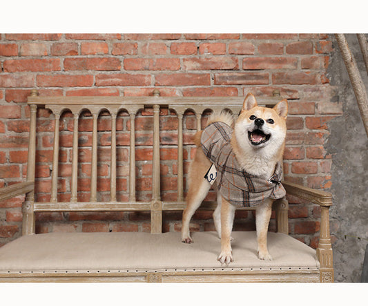 KFX-1686077 Casual Slim Fit Cotton Windbreaker for Small Dogs in Beige and Grey