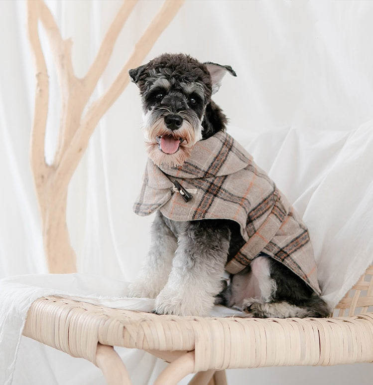 KFX-1686077 Casual Slim Fit Cotton Windbreaker for Small Dogs in Beige and Grey