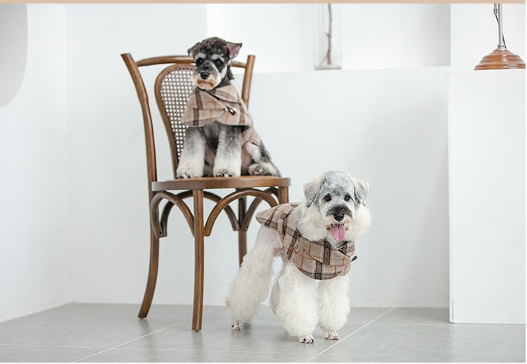 KFX-1686077 Casual Slim Fit Cotton Windbreaker for Small Dogs in Beige and Grey