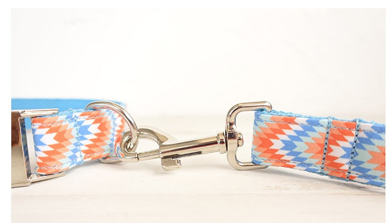 KFX-1687485 Portable Dog Running Leash Set - Polyester Rope in Orange and Blue, Multiple Sizes Available