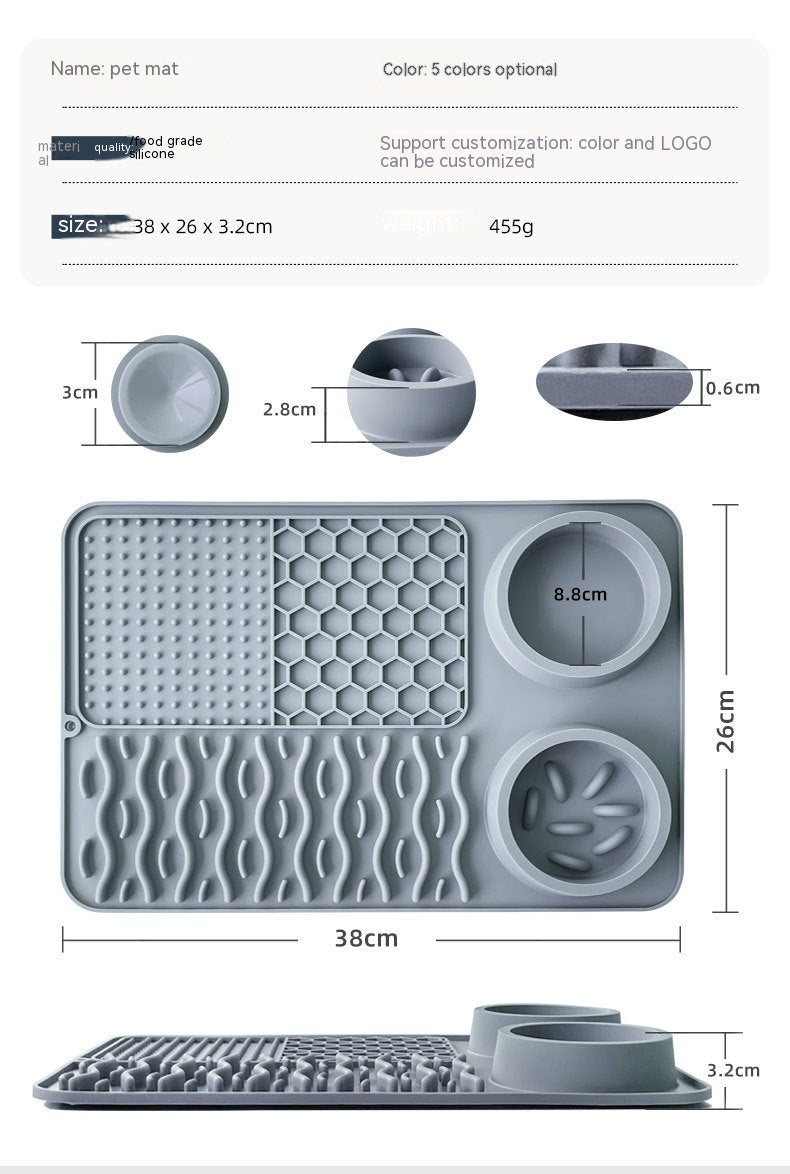 KFX-1687869 Multi-functional Silicone Pet Meal Mat – Non-slip and Leak-proof, Available in Multiple Colors