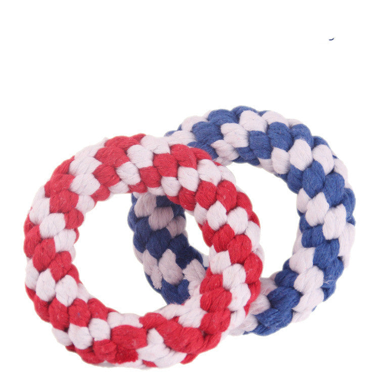 KFX-1688509 Multicolor Cotton Rope Toy for Dogs - Molar Teeth Bite Ball (Large 19cm, Small 11cm)