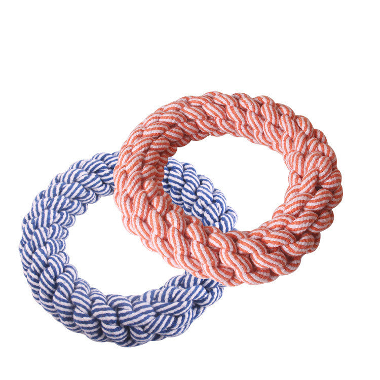 KFX-1688509 Multicolor Cotton Rope Toy for Dogs - Molar Teeth Bite Ball (Large 19cm, Small 11cm)