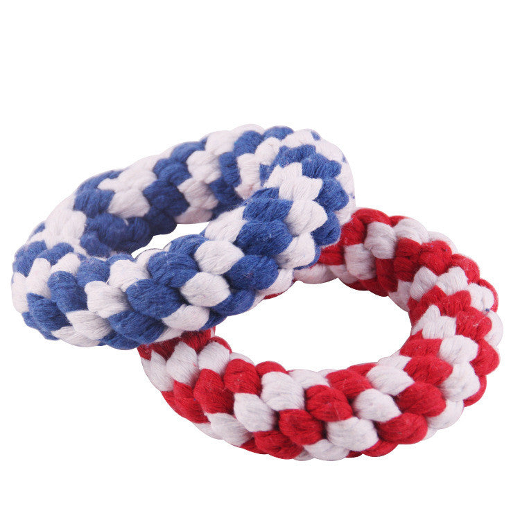 KFX-1688509 Multicolor Cotton Rope Toy for Dogs - Molar Teeth Bite Ball (Large 19cm, Small 11cm)