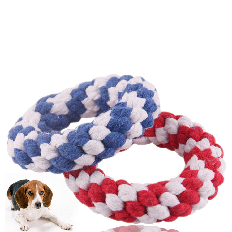 KFX-1688509 Multicolor Cotton Rope Toy for Dogs - Molar Teeth Bite Ball (Large 19cm, Small 11cm)