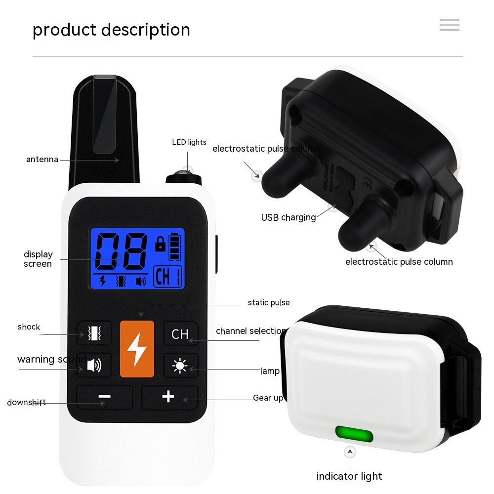 KFX-1689661 Multifunctional Electric Shock Collar with Remote Control and LED Display, Waterproof Dog Training Device