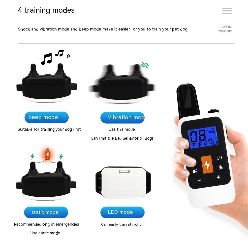KFX-1689661 Multifunctional Electric Shock Collar with Remote Control and LED Display, Waterproof Dog Training Device