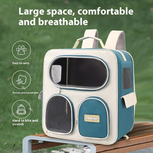 KFX-1689917 Foldable Nylon Pet Trolley Bag for Outings - 18L Capacity, Medium Hard Design
