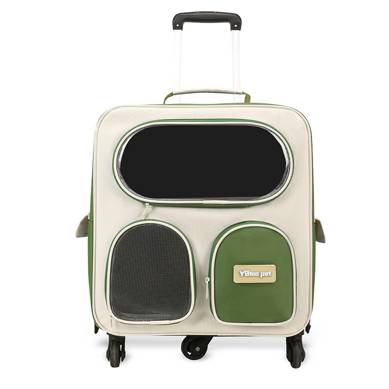 KFX-1689917 Foldable Nylon Pet Trolley Bag for Outings - 18L Capacity, Medium Hard Design