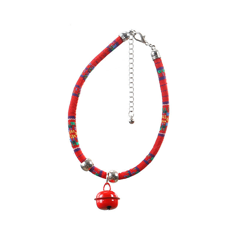 KFX-1690941 Ethnic Style Adjustable Pet Collar with Bell for Cats and Puppies