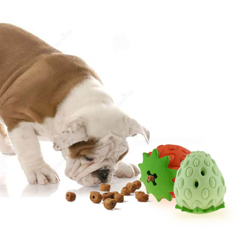 KFX-1694269 Durable Rubber Strawberry Dog Ball Toy - Bite Resistant & Leaking Design, Suitable for All Breeds