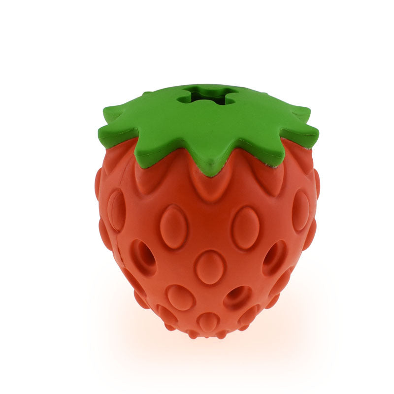 KFX-1694269 Durable Rubber Strawberry Dog Ball Toy - Bite Resistant & Leaking Design, Suitable for All Breeds