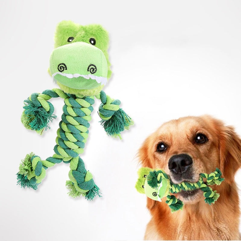 KFX-1694909 Interactive Dinosaur Plush Rope Dog Toy for Puppies and Aggressive Chewers