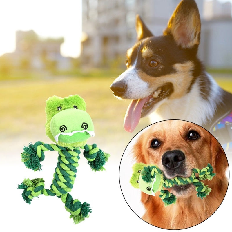 KFX-1694909 Interactive Dinosaur Plush Rope Dog Toy for Puppies and Aggressive Chewers
