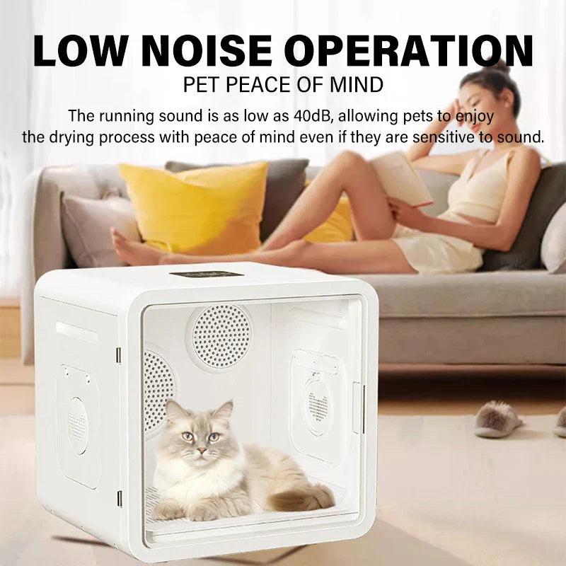 KFX-169491 Adjustable Speed Automatic Pet Dryer Box for Cats and Small Animals, Low Noise with Timer