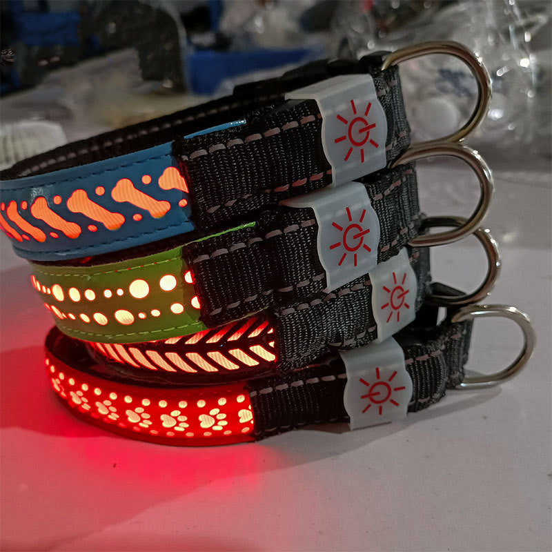 KFX-1695421 Luminous Skull Patterned Nylon Collar for All Seasons - Adjustable & Versatile