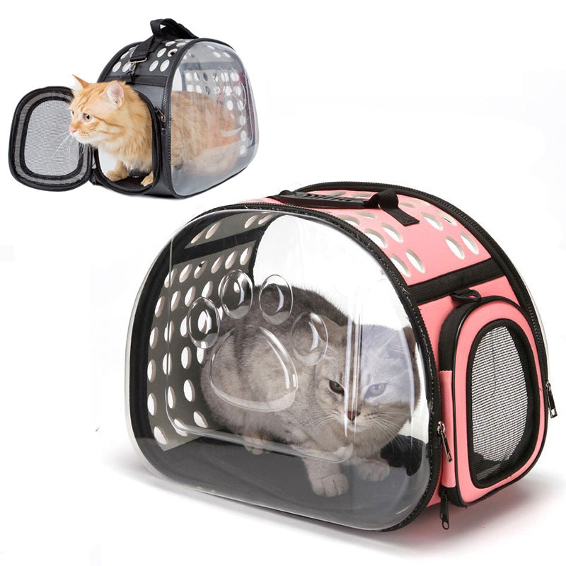 KFX-1695677 Portable Breathable Cat and Dog Backpack with Transparent Design and Ergonomic Strap