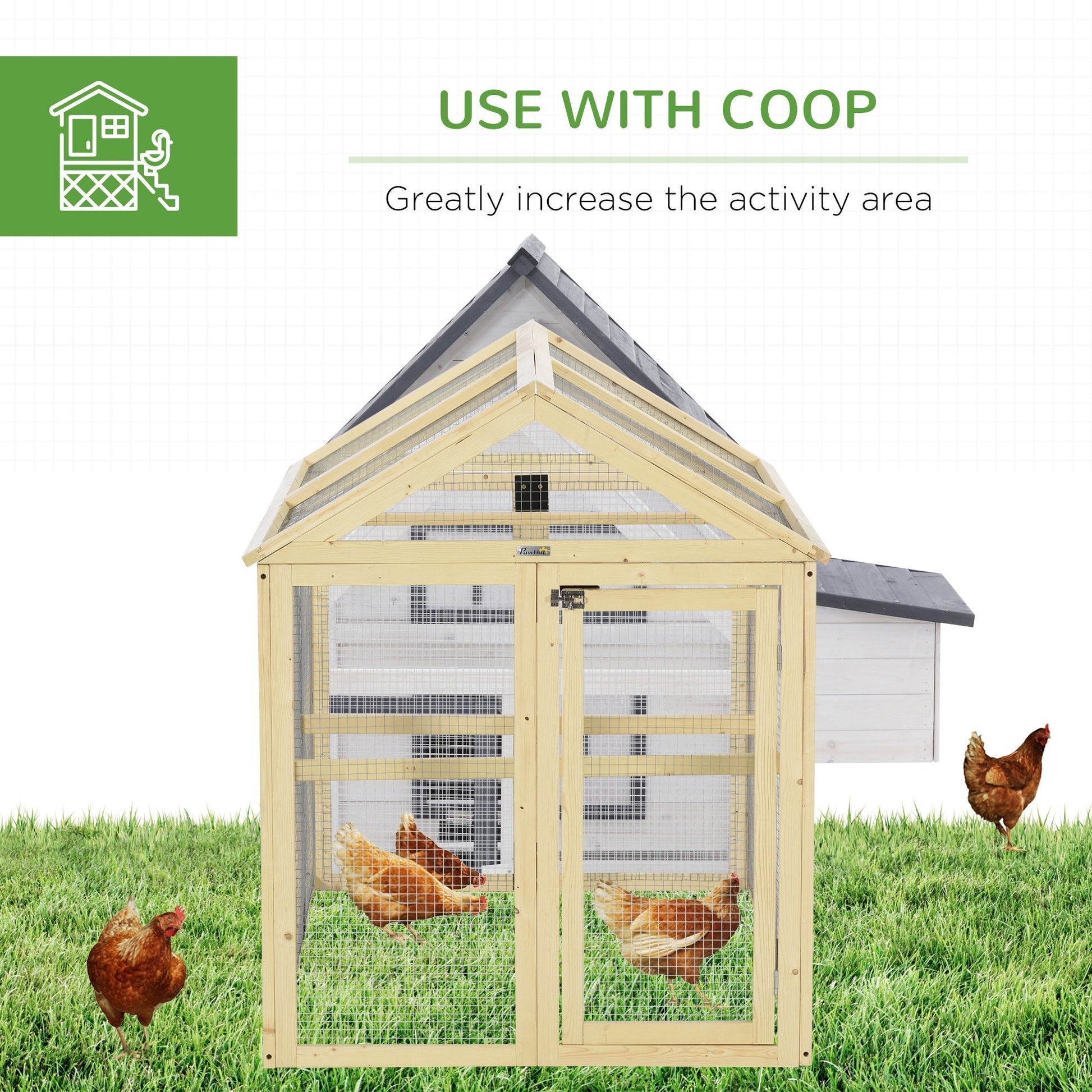 KFX-1697085 Spacious Wooden Chicken Coop with Run and Perches, 4.6' x 2.8', Nature Wood