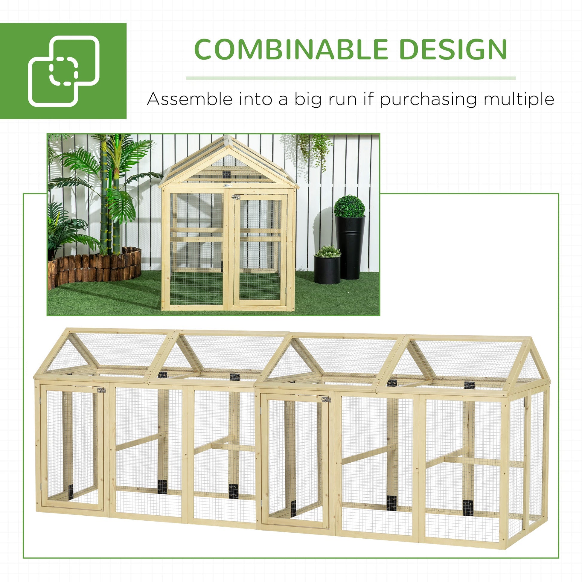 KFX-1697085 Spacious Wooden Chicken Coop with Run and Perches, 4.6' x 2.8', Nature Wood