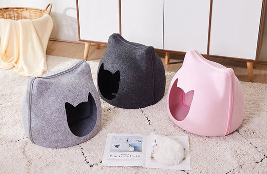 KFX-1697469 Cozy Felt Cat Bed for Deep Sleep in Multiple Colors