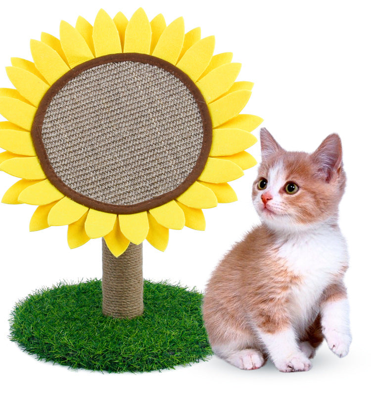 KFX-1699389 Sisal Sunflower Cat Scratcher with Grinding Plate and Plush Base