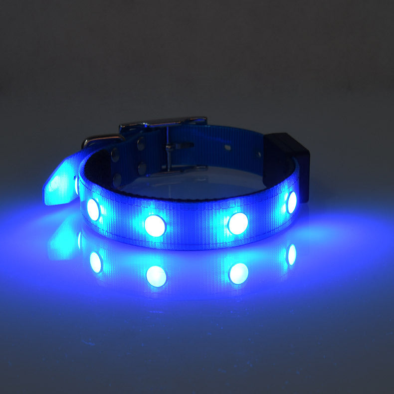 KFX-1701181 Adjustable Luminous Waterproof Cat and Dog Collar in Red, Green, Blue, and Pink – All-Season TPU Design