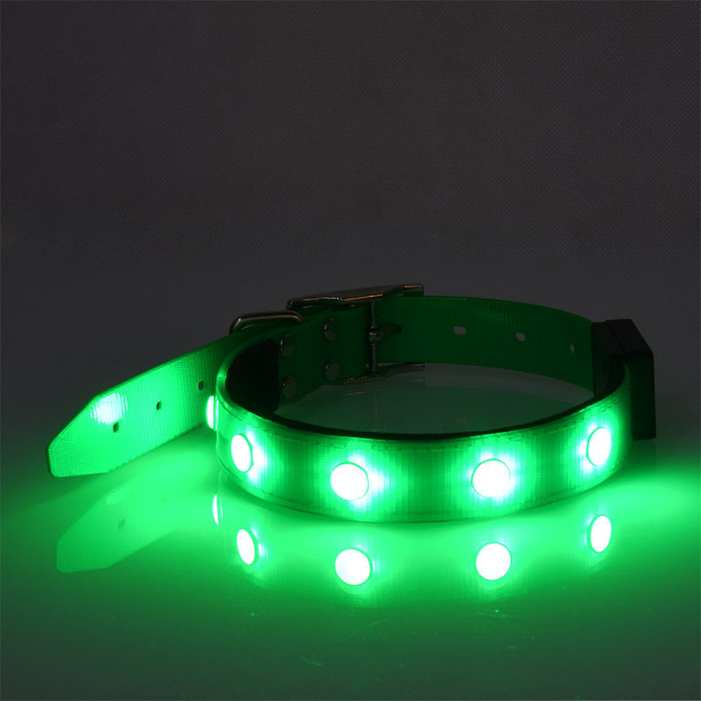 KFX-1701181 Adjustable Luminous Waterproof Cat and Dog Collar in Red, Green, Blue, and Pink – All-Season TPU Design