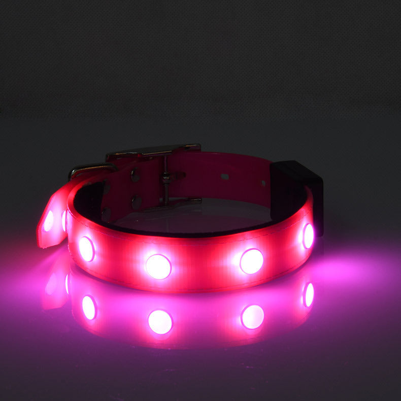 KFX-1701181 Adjustable Luminous Waterproof Cat and Dog Collar in Red, Green, Blue, and Pink – All-Season TPU Design