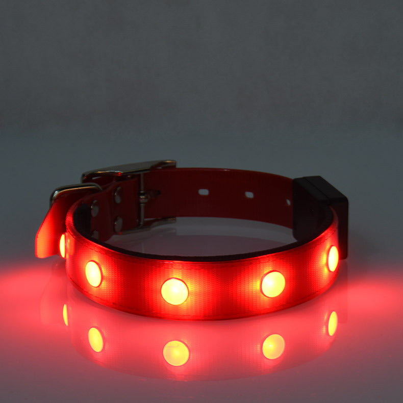 KFX-1701181 Adjustable Luminous Waterproof Cat and Dog Collar in Red, Green, Blue, and Pink – All-Season TPU Design