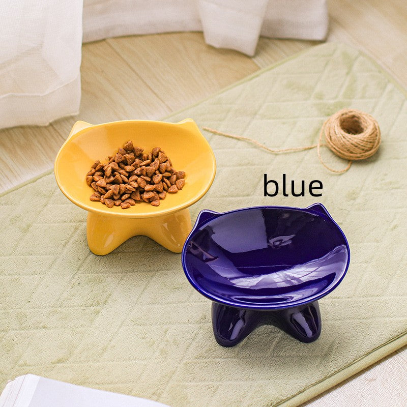 KFX-1705149 Ceramic Pet Bowl for Cats and Dogs - Durable Porcelain in Blue, White, and Beige, 100g Capacity