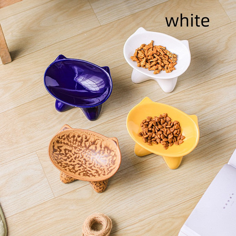 KFX-1705149 Ceramic Pet Bowl for Cats and Dogs - Durable Porcelain in Blue, White, and Beige, 100g Capacity