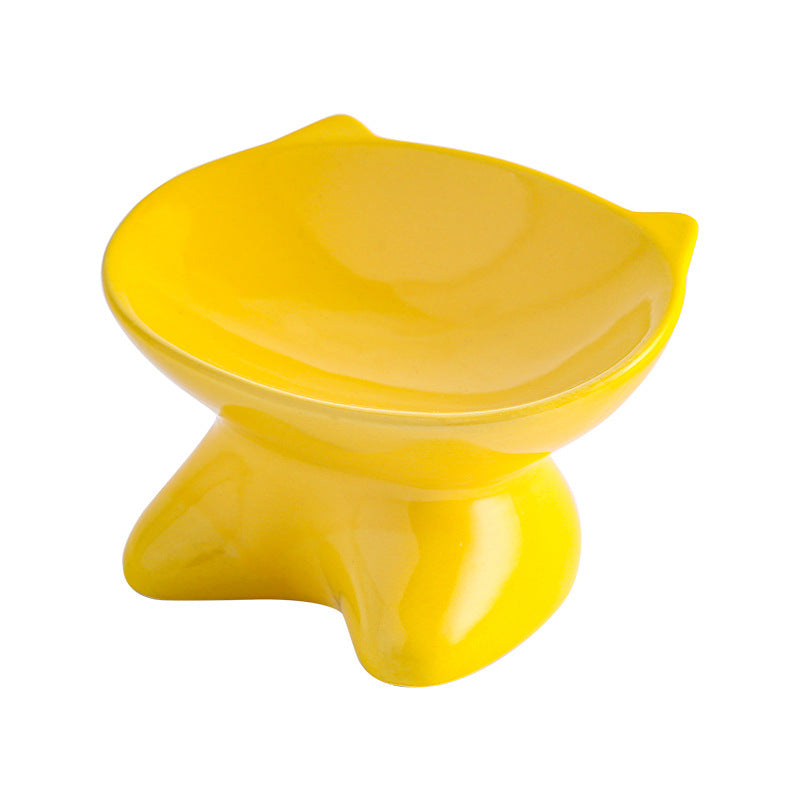 KFX-1705149 Ceramic Pet Bowl for Cats and Dogs - Durable Porcelain in Blue, White, and Beige, 100g Capacity