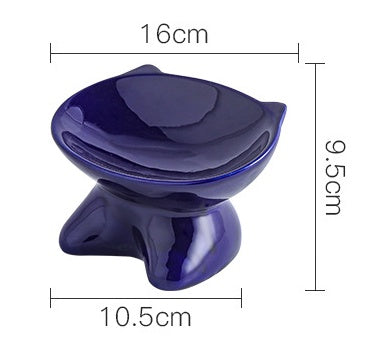 KFX-1705149 Ceramic Pet Bowl for Cats and Dogs - Durable Porcelain in Blue, White, and Beige, 100g Capacity