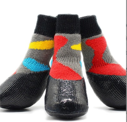 KFX-1705789 Large Waterproof Pet Socks for Golden Retrievers - Cotton Yarn, Slip-Resistant Design, High Opening