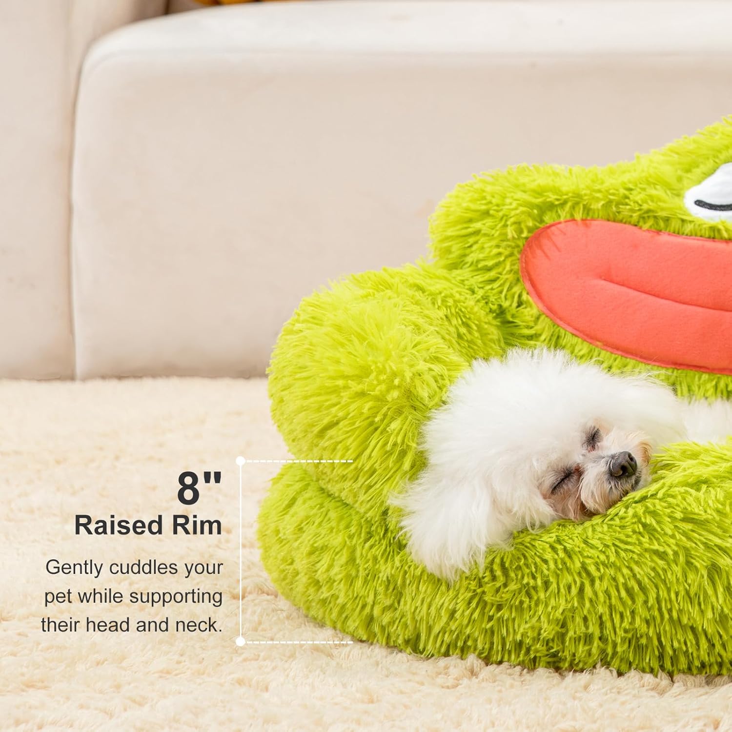 KFX-1706429 Cozy Plush Indoor Donut Bed for Small Dogs and Cats, Anti-Anxiety Design, Soft & Comfortable