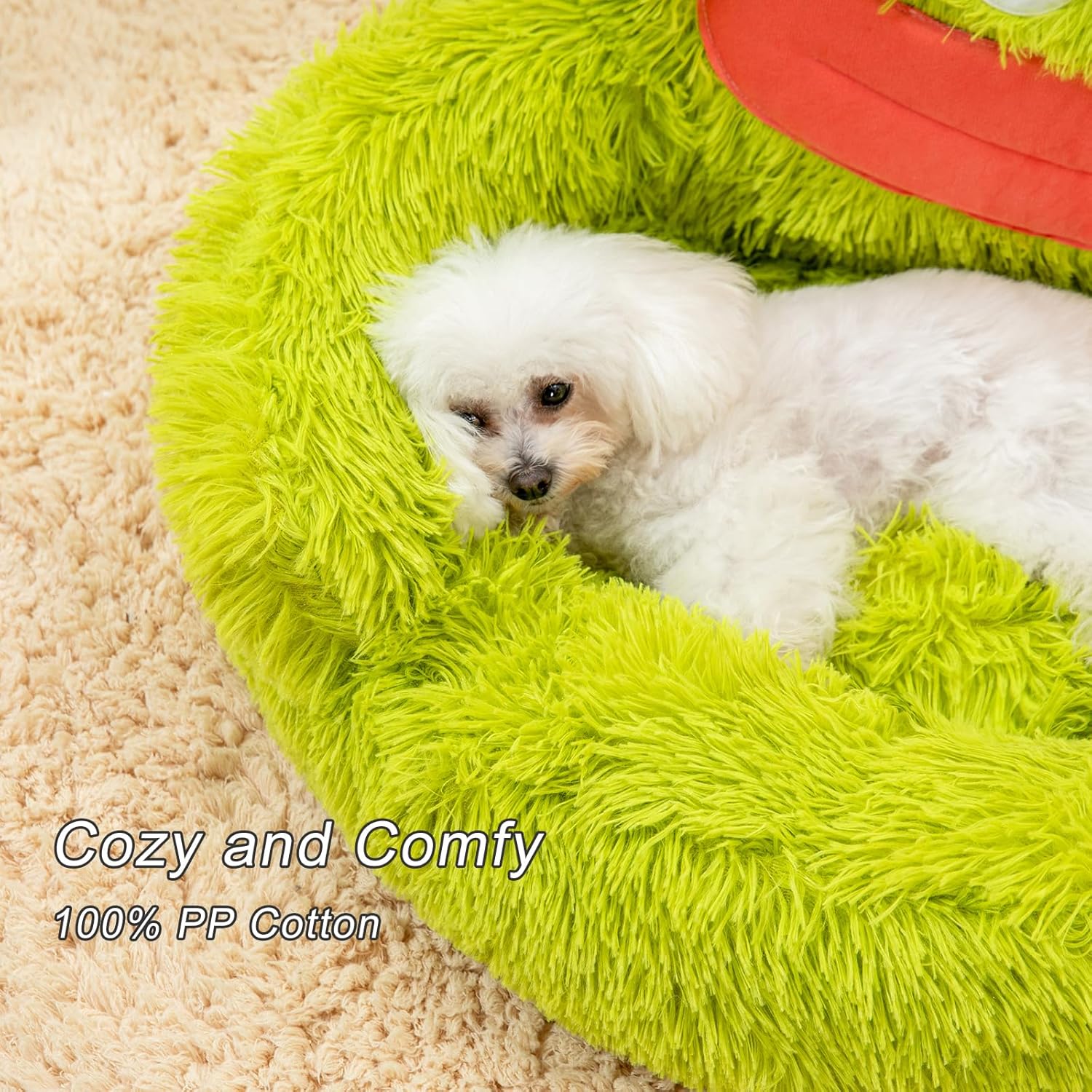 KFX-1706429 Cozy Plush Indoor Donut Bed for Small Dogs and Cats, Anti-Anxiety Design, Soft & Comfortable