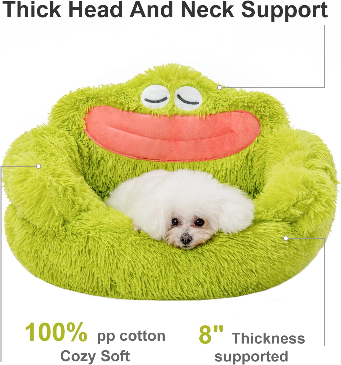 KFX-1706429 Cozy Plush Indoor Donut Bed for Small Dogs and Cats, Anti-Anxiety Design, Soft & Comfortable