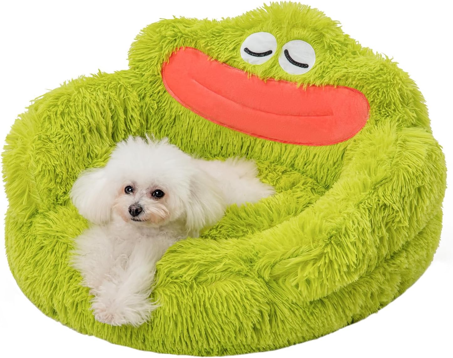 KFX-1706429 Cozy Plush Indoor Donut Bed for Small Dogs and Cats, Anti-Anxiety Design, Soft & Comfortable