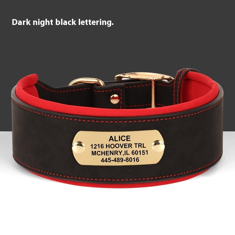KFX-1706941 Widened Microfiber Leather Dog Collar with Anti-Lock Lettering for Medium and Large Dogs