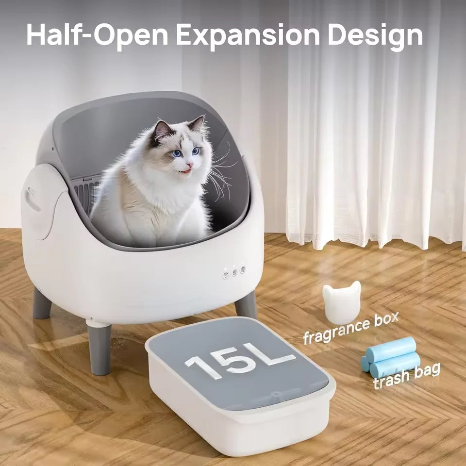 KFX-170835 Extra Large Automatic Cat Litter Box with Easy Clean Features and Remote Control