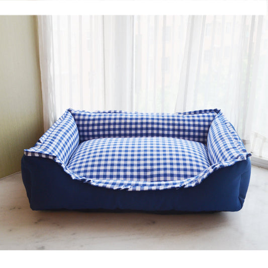 KFX-1708989 Cozy Lace Plaid Nest Dog Kennel - Cotton & Oxford - Size S - Multiple Colors Available