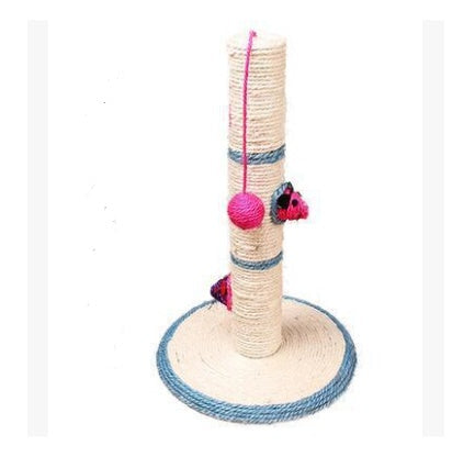KFX-1709757 Wooden Cat Stick Toy with Hemp Feather Rope and Bell for Playful Kittens