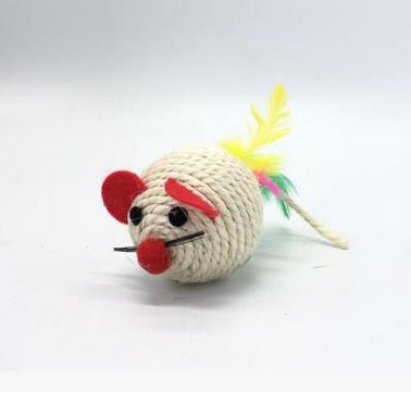 KFX-1709757 Wooden Cat Stick Toy with Hemp Feather Rope and Bell for Playful Kittens