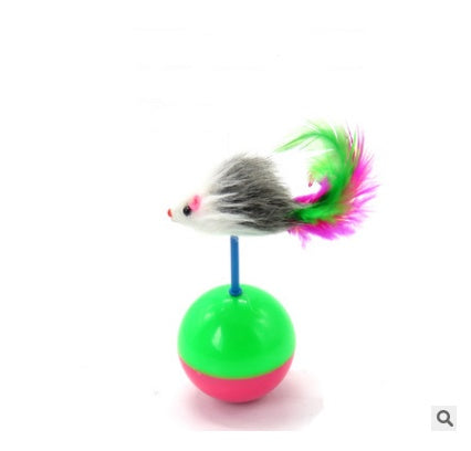 KFX-1709757 Wooden Cat Stick Toy with Hemp Feather Rope and Bell for Playful Kittens