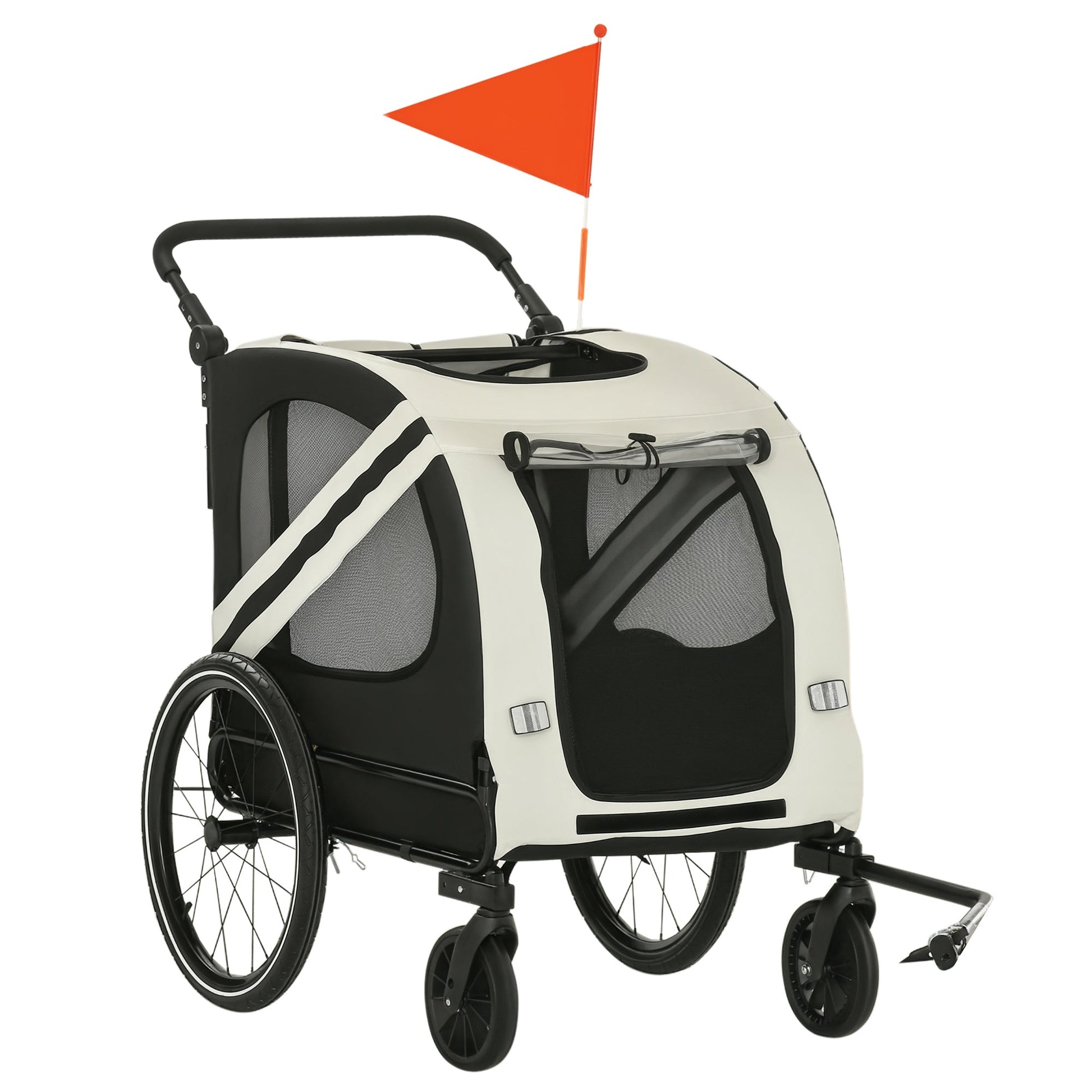 KFX-1710397 2-in-1 Pet Bike Trailer and Stroller for Small Dogs, Weather-Resistant Carrier with Safety Flag and Reflector
