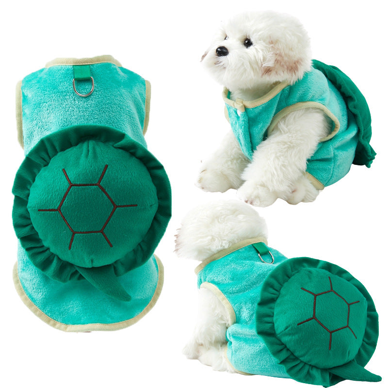KFX-1713085 Cute Green Turtle Flannel Pet Clothing for Dogs and Cats - Sizes S to XXL